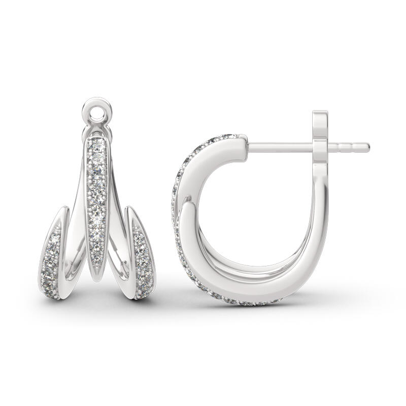 Jeulia Spike Design Round Cut Sterling Silver Earrings