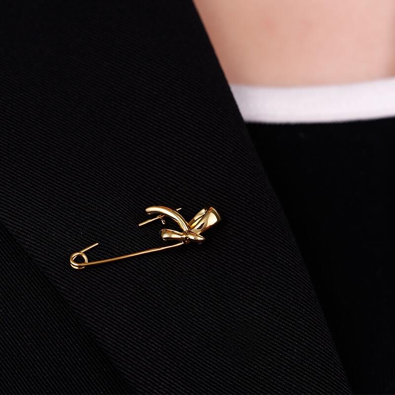 Jeulia Simple Bow-knot Design Sterling Silver Brooch