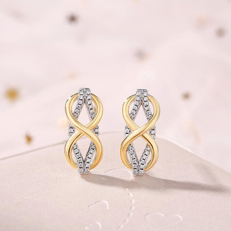 Jeulia "Infinity Love" Two Tone Sterling Silver Jewelry Set