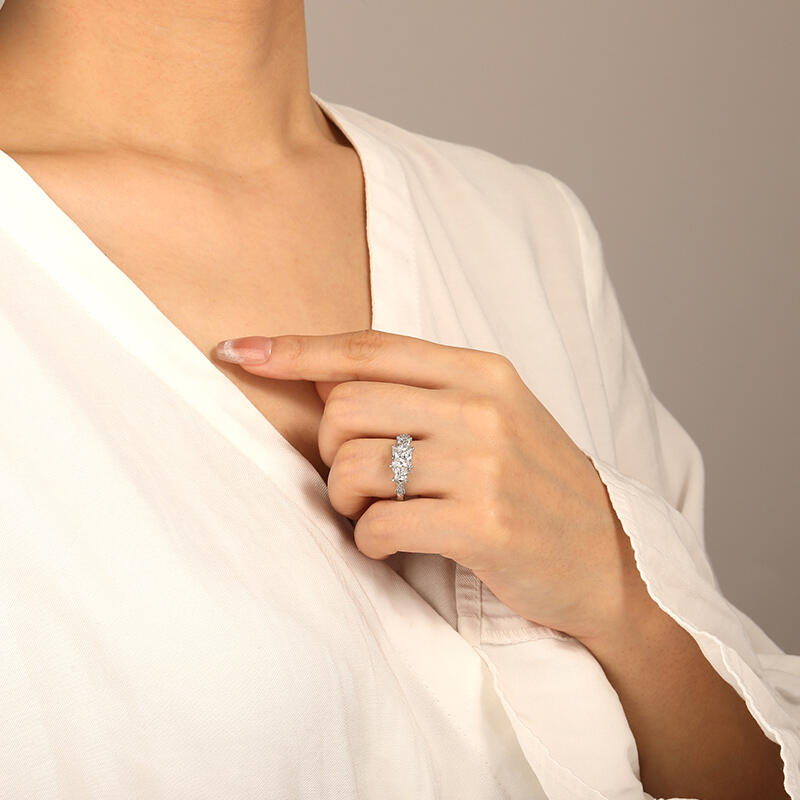 "For Eternity"  Asscher Cut Three Stone Engagement Ring