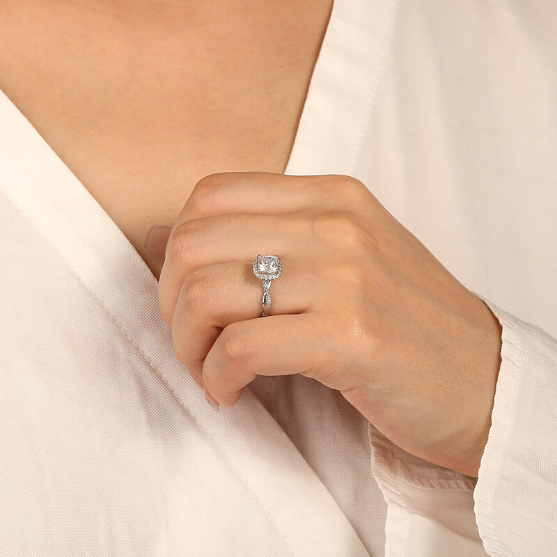 "Endless Devotion" Cushion Cut Halo Engagement Ring