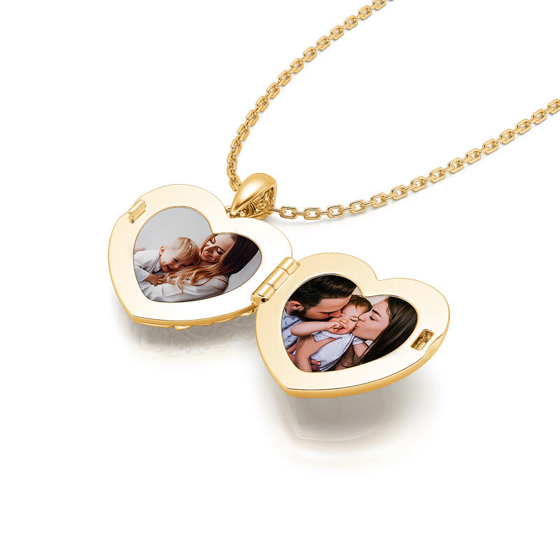 Jeulia Vintage Heart Personalized Photo Sterling Silver Locket Necklace