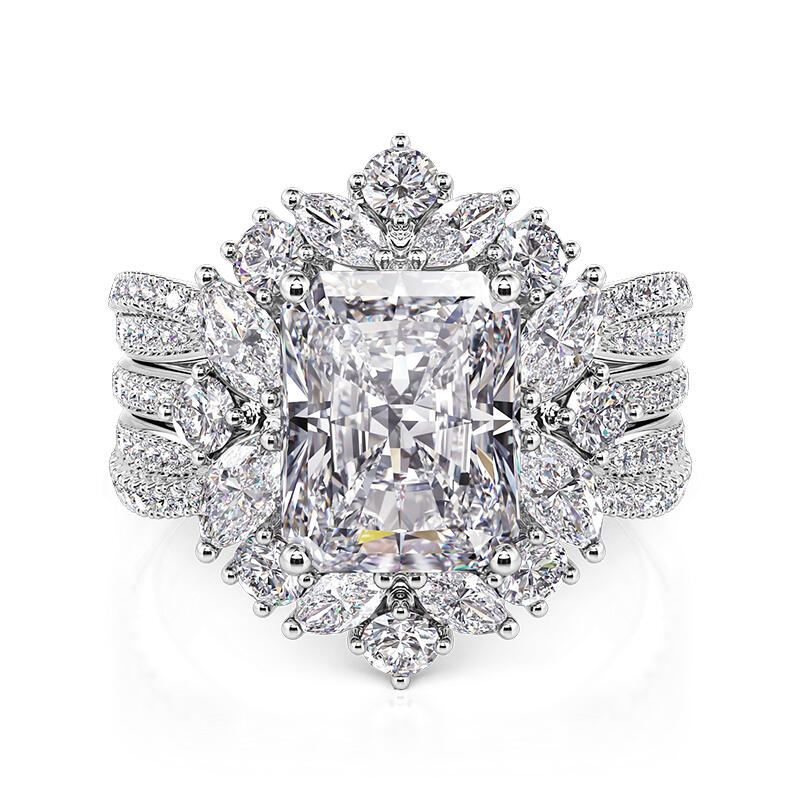 Jeulia Inset Gorgeous Sterling Silver Wedding Ring Set