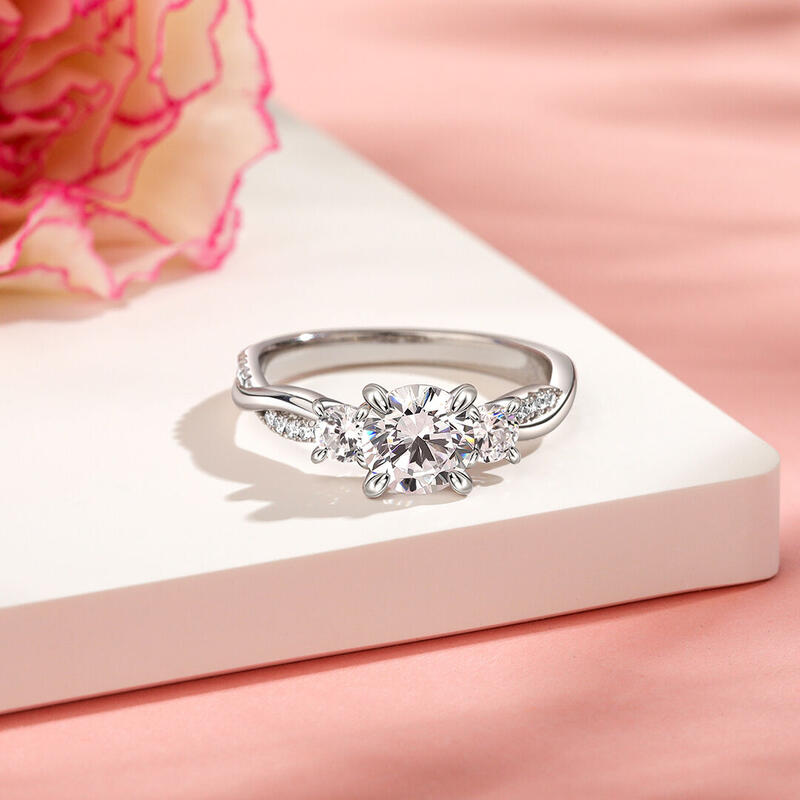 Jeulia Custom Twisted Three Stone Engagement Ring Gold/Platinum