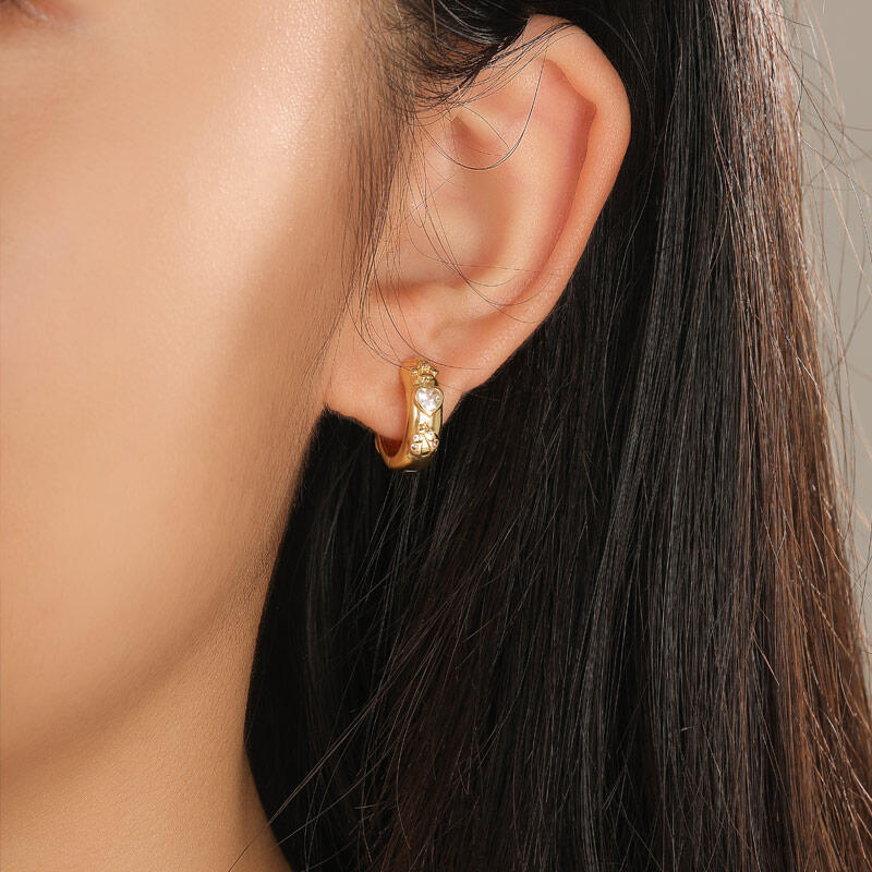 Jeulia "Lucky and Love" Hoop Earrings Sterling Silver