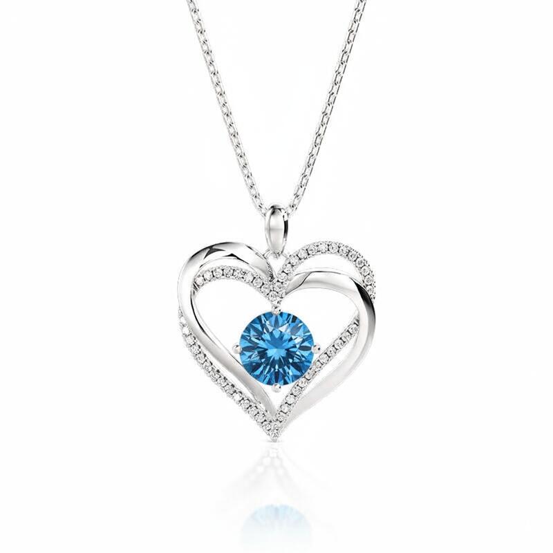 Jeulia "Eternal Love" Double Heart Custom Necklace With Birthstone