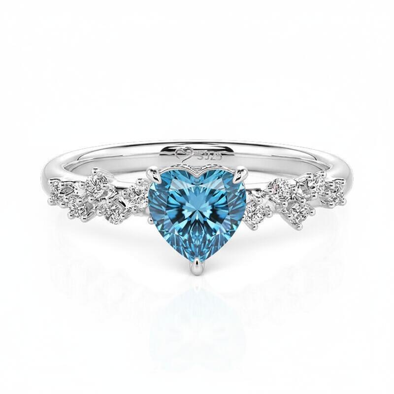 Jeulia Heartbeat Custom Heart Birthstone Promise Ring Sterling Silver