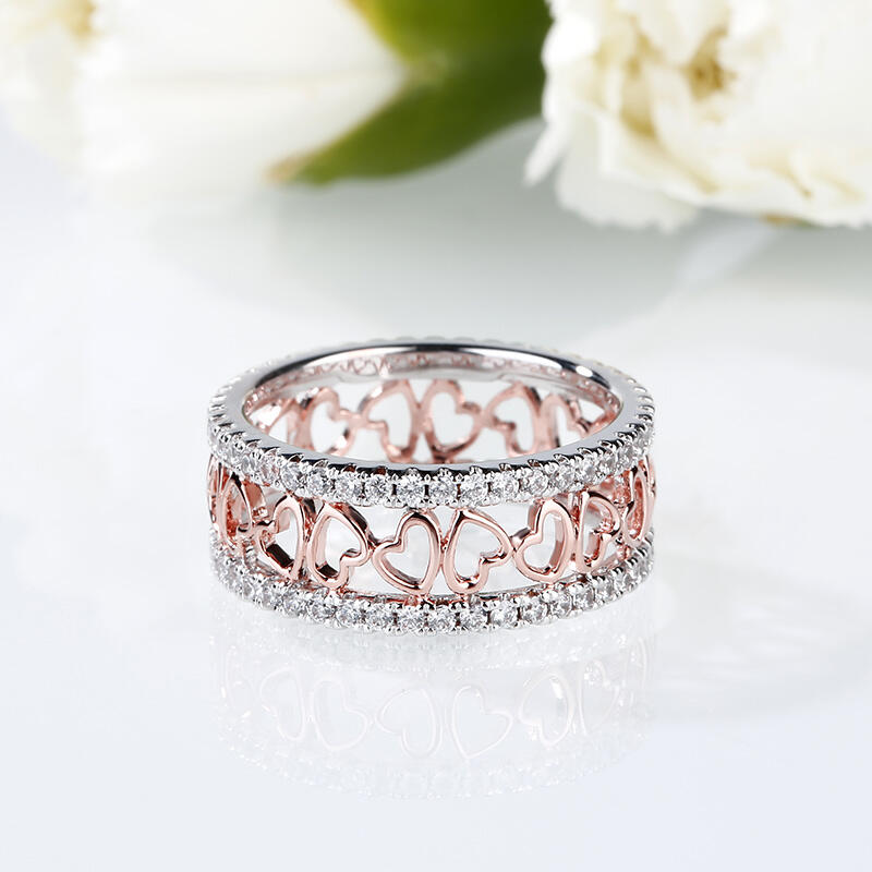 Jeulia Anillo Con Dos Tonos De Talla Cordiforme En Plata De Ley