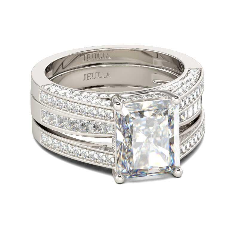 جوليا طقم خواتم بقطع مشع من الفضة الإسترليني ببسيط