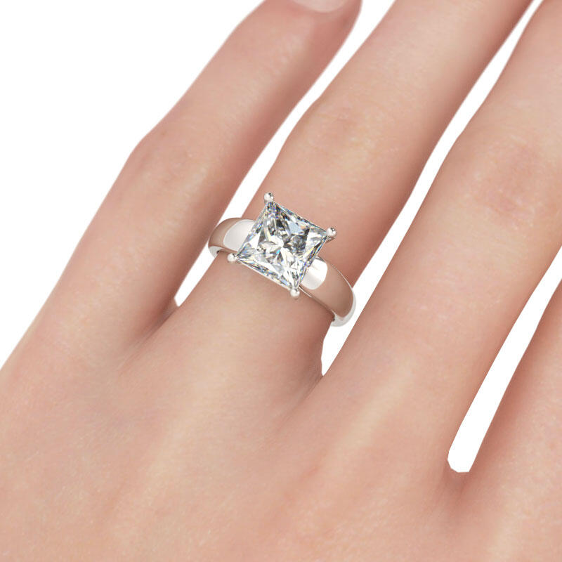 Jeulia Anillo Solitario De Talla Princesa En Plata De Ley