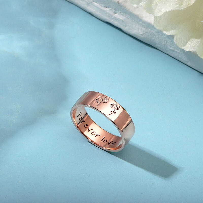 Custom Birth Flower Ring With Text