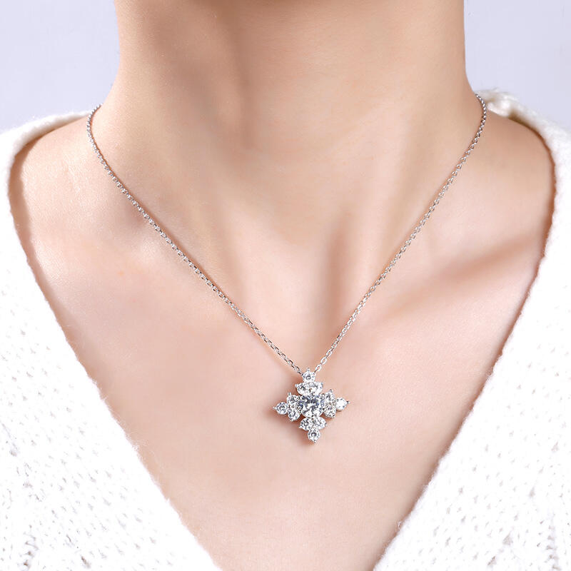 Jeulia Funkelnd Cluster Rundschliff Sterling Silber Halskette