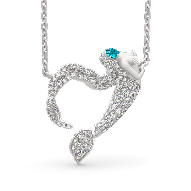 Jeulia "Ocean's Light" Sterling Silver Mermaid Gift Necklace for Valentine's Day
