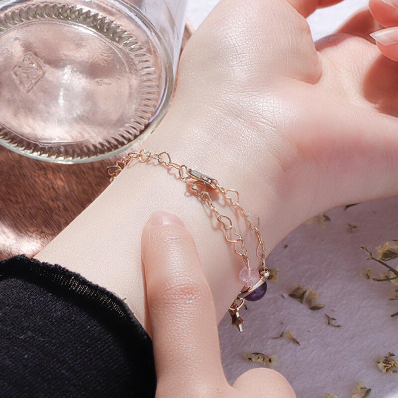 Jeulia "Wohlstand & Harmonie" Herzförmige Kette Planet Naturkristall Armband