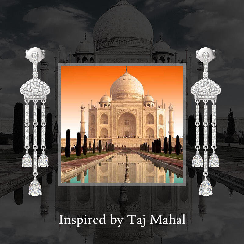 Jeulia Taj Mahal Inspired Sterling Silver Dangle Earrings