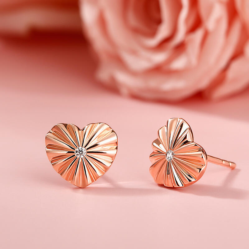 Jeulia "Love Edge" Heart Sterling Silver Children's Earrings