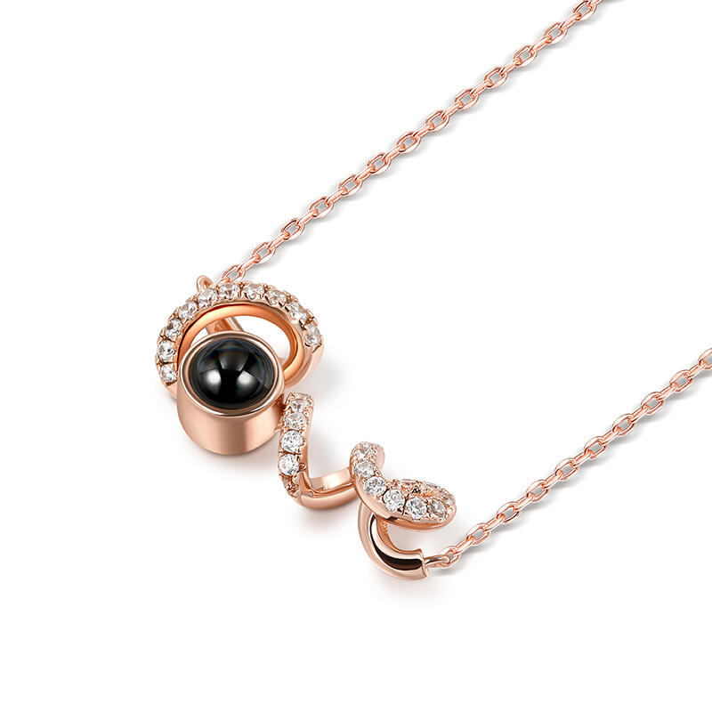 Jeulia "You Complete Me" Personalized Photo Projection Sterling Silver Necklace