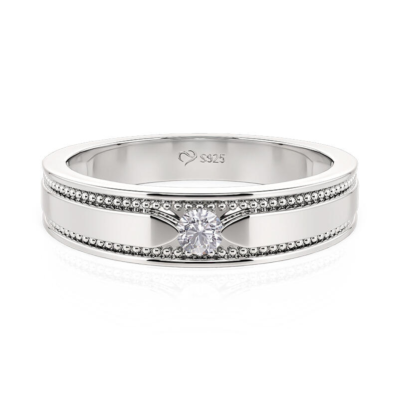 Jeulia Men's Wedding Band Milgrain Round Cut