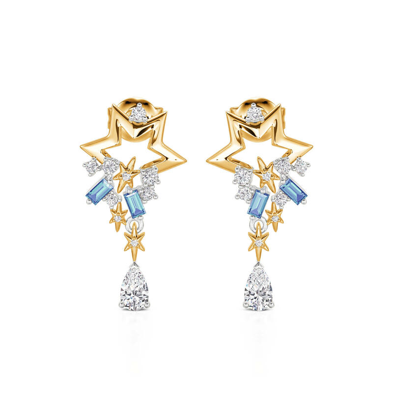 Jeulia Luna Astra Pendientes con Estrella Celestial Caída