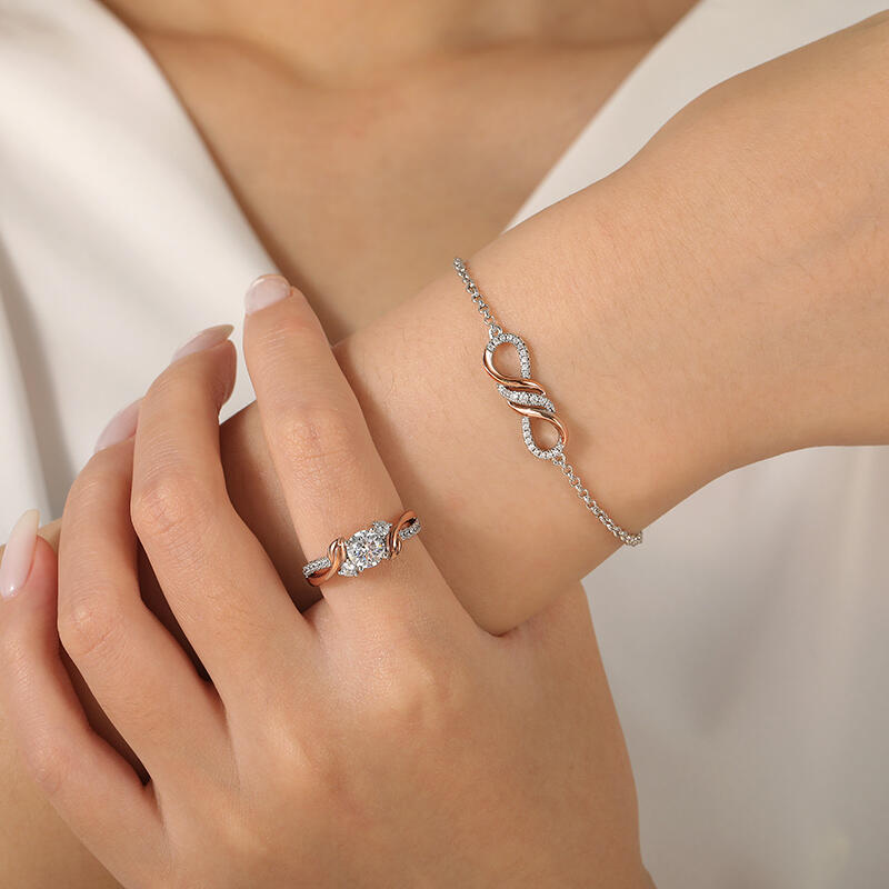 Jeulia Amore Two Tone Infinity Bracelet Adjustable