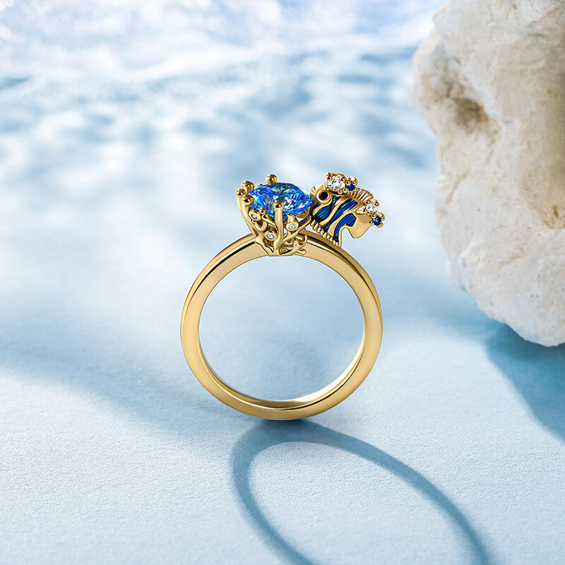 Jeulia Hug Me Anillo Pez Inspirado en el Océano de Plata de Ley