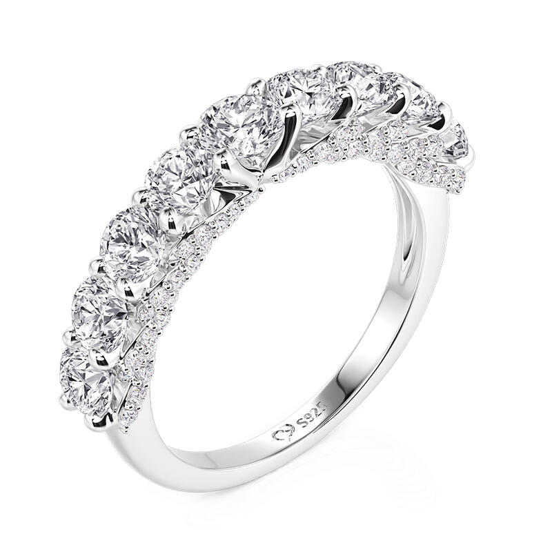 Jeulia Simple Hidden Halo Round Cut Wedding Band for Women