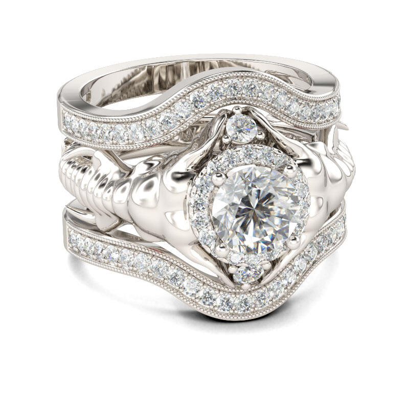 Jeulia 3PC Round Cut Sterling Silver Elephant Ring