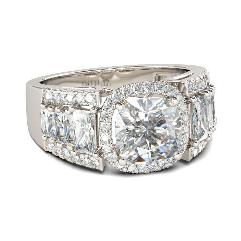Jeulia Halo Cushion Cut Sterling Silver Ring
