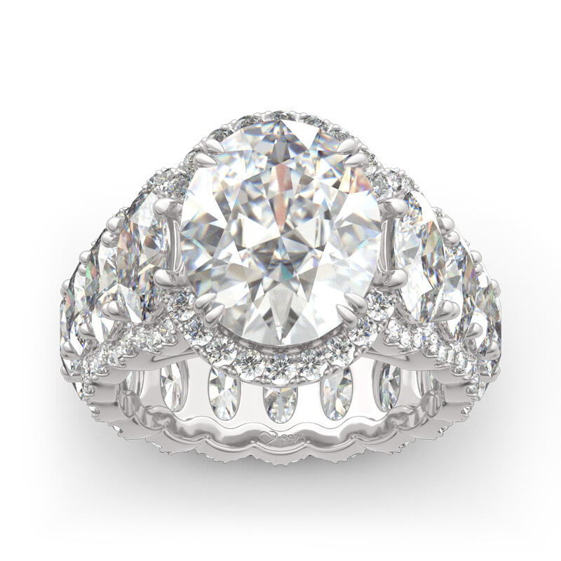 Jeulia Anel de prata esterlina com corte oval halo artístico