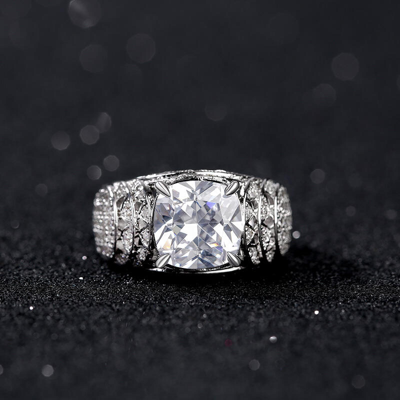 Jeulia "Chrysler Building" Cushion Cut Sterling Silver Ring