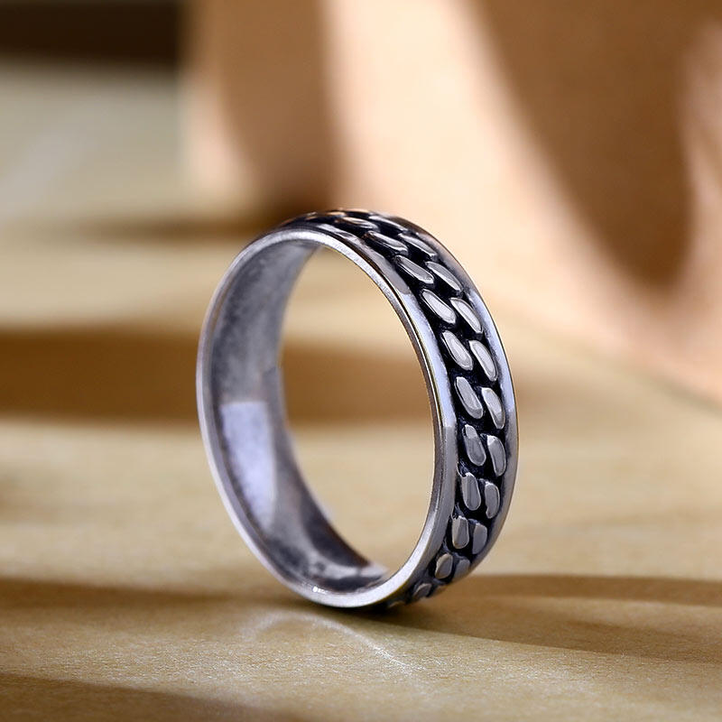 Jeulia "Chain Link" Sterling Silver Band