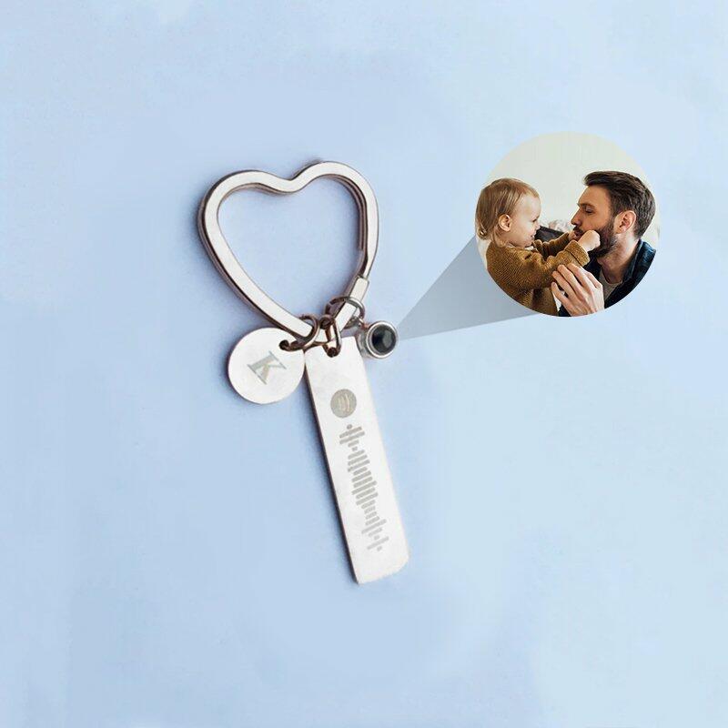 Spotify Song Code met foto projectie hart sleutelhanger - voor papa