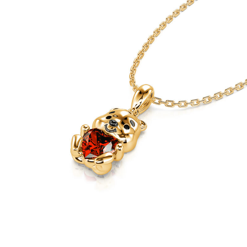 Jeulia Hug Me "Much-loved Bear" Heart Cut Sterling Silver Necklace
