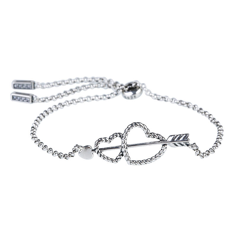 Jeulia Arrow and Heart Bolo Bracelet