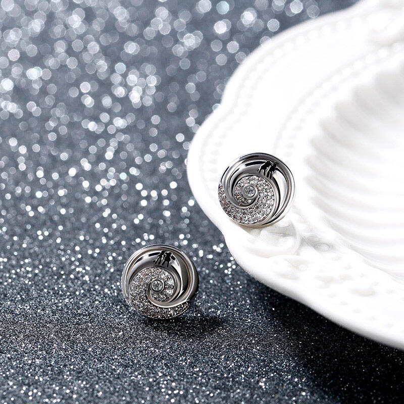 Jeulia "Romance in the Moonlight" Pendientes De Plata De Ley Con Diseño De Pareja De Calaveras