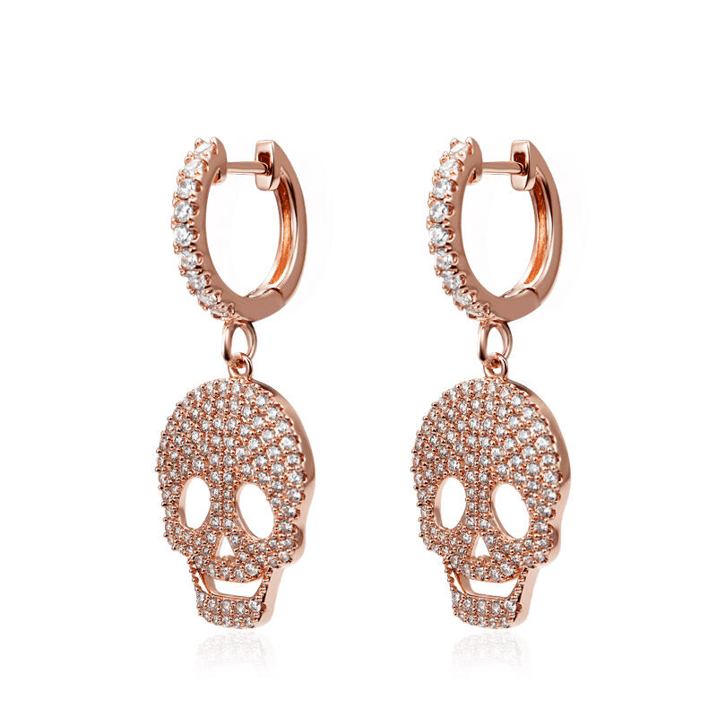 Jeulia "Sugar Skull" Sterling Silver Drop Earrings