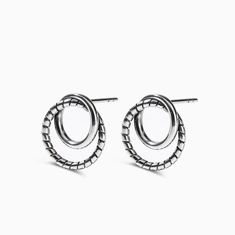 Jeulia "Rope Intertwining Circle" Sterling Silver Earrings