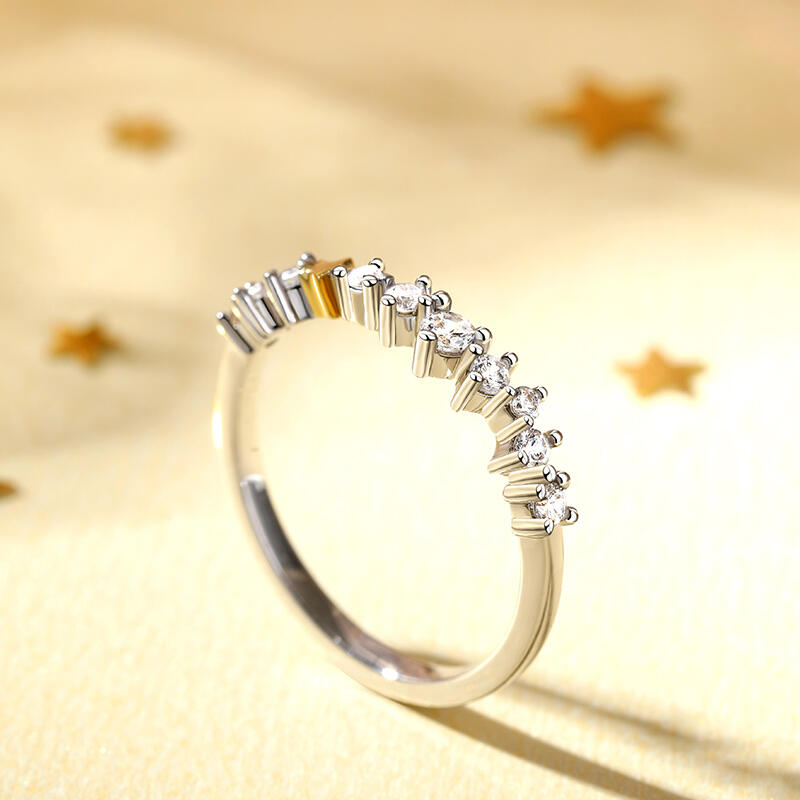 Jeulia Anel feminino estrela de prata esterlina