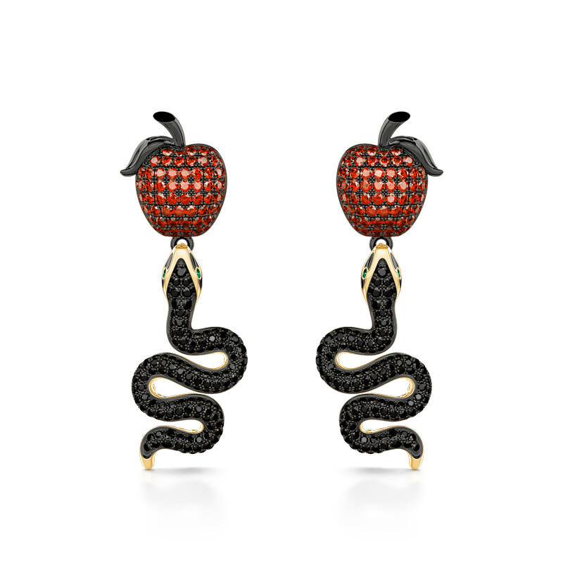 Jeulia "Forbidden Fruit" Snake&Apple Sterling Silver Earrings