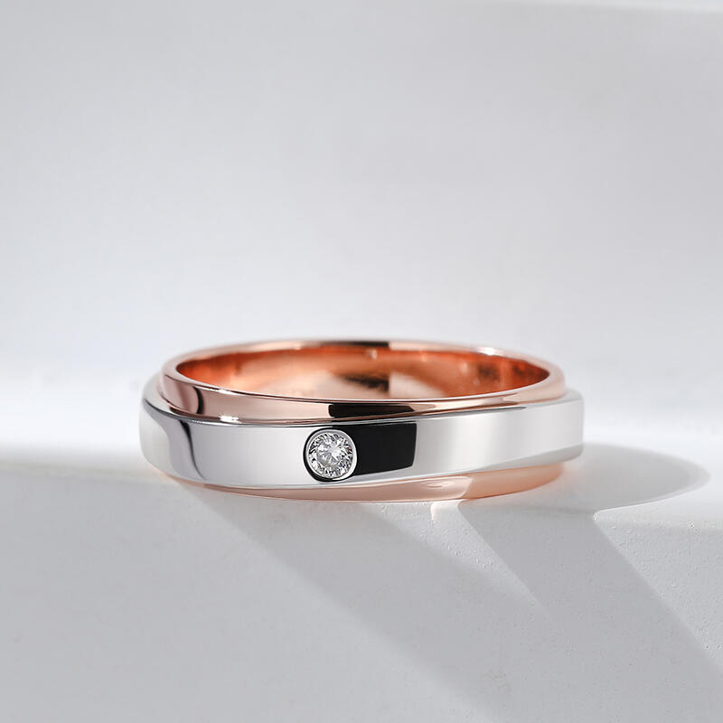 Jeulia Anillo para mujer con dos tonos oro rosa de plata de ley