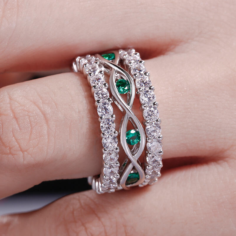 Jeulia stapelbare ronde geslepen sterling zilveren ring