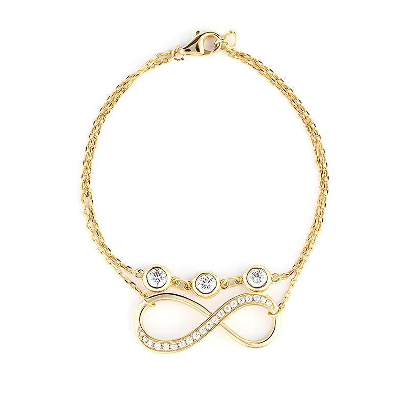 Jeulia Double Layer Infinity Sterling Silver Bracelet With Birthstone