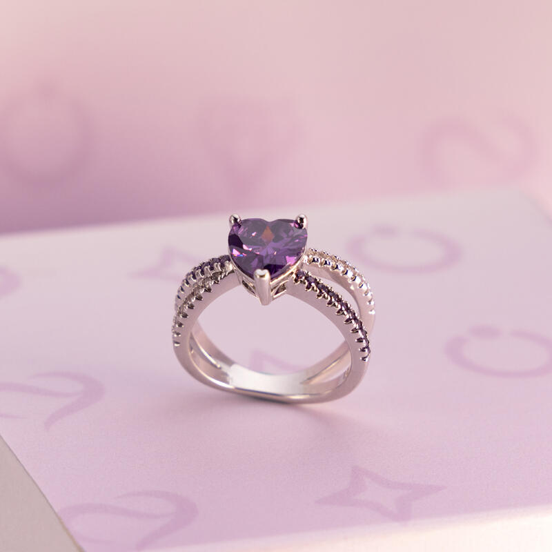 Jeulia Cross Your Heart Sterling Silver Ring