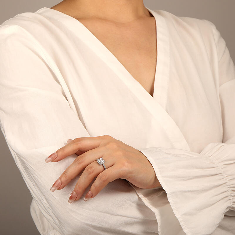 "Forever My Treasure" Asscher Cut Halo Engagement Ring