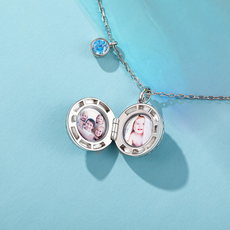 Jeulia Star Moon Custom Photo Birthstone Necklace