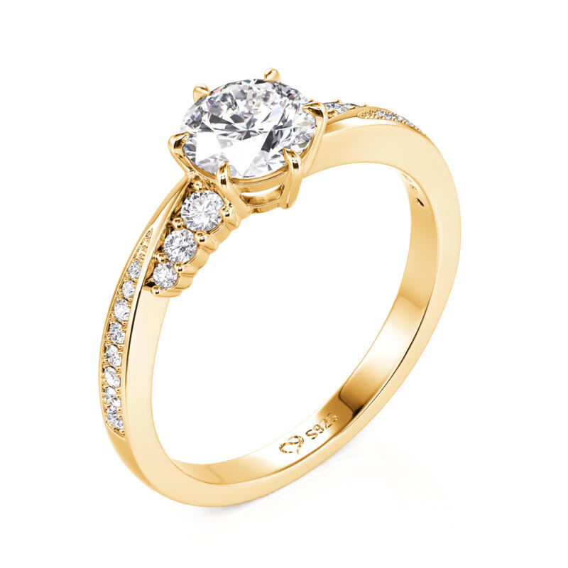 Jeulia Simple Twist Round Cut Gold Promise Ring Sterling Silver
