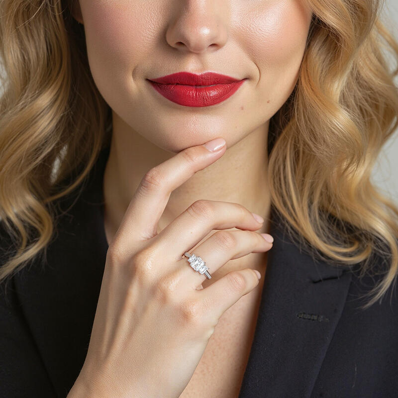 "From the Moment I Saw You" Radiant Cut Three Stone Engagement Ring