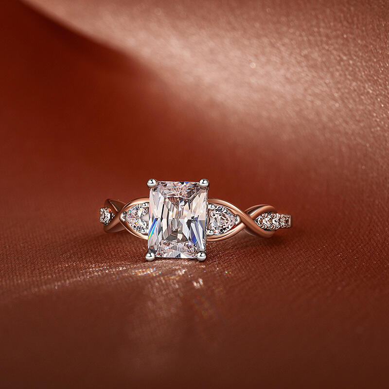 Jeulia Two Tone Infinity Radiant Three Stone Engagement Ring