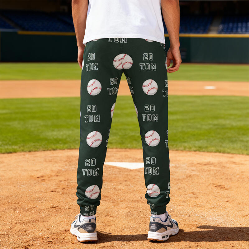 Personalized Unisex Sweatpants Custom Name and Number Baseball Design Gift for Sports Lovers