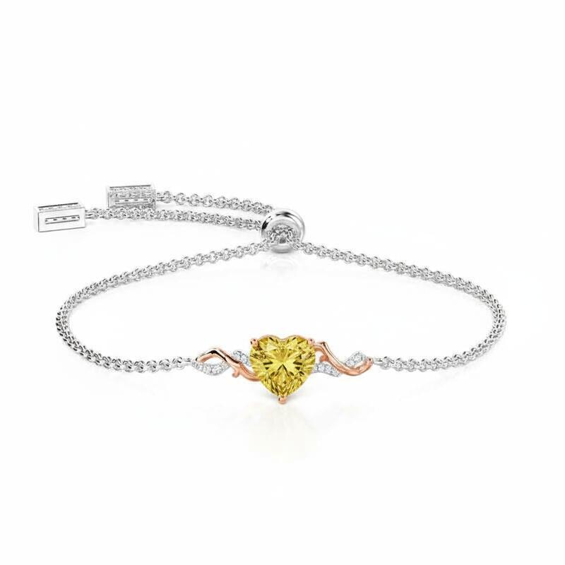 Jeulia Amore Thorn Vine Custom Heart Bracelet with Birthstone